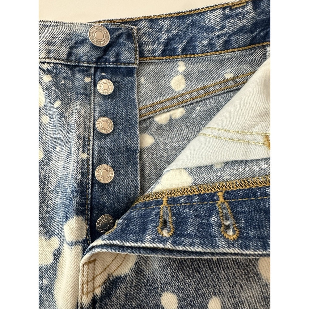 New RE/DONE 70s High Rise Denim Shorts Splash Jean Women's 25 Blue Button Fly‎ - Picture 9 of 11